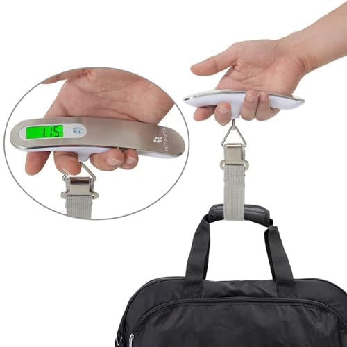ROTOPATA Digital Luggage Travel Scale with Overweight Warning Function, Portable Handheld Electronic Weighing Scale with Hook, 50kg and Backlit LCD Display Screen Design for Suitcase Baggage