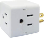 Uninex PS36 3-Outlet Grounded Plug Cube Taps, Extra-Wide Adapter Spaced, Easy Access, Compact, ETL Listed, 4-Pack