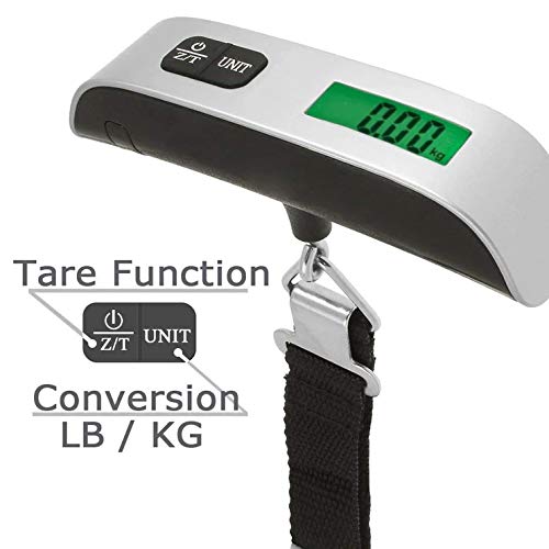 Electronic Backlit Luggage Scale up to 110lb (50kg) Capacity, Accuracy: .02lb (10g), with Thermometer (Battery Included) by EX ELECTRONIX EXPRESS