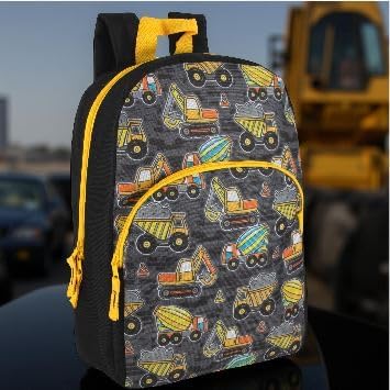 Trail maker 15 Inch Kids Backpacks for Boys & Girls | Preschool, Kindergarten, Elementary School Backpacks with Adjustable, Padded Straps (Tough Trucks)
