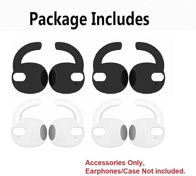 4 Pairs Galaxy Buds3 Ear Hook Cover Grip Tip Anti Slip Wing Accessories Compatible with Samsung Galaxy Buds 3, Black/White 804wb4