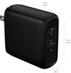 Amazon Basics 68W Two-Port GaN Wall Charger with 2 USB-C Ports (60W, 18W) with PD for Laptops, Tablets & Phones (iPhone 16/15/14/13/12/11/X, iPad, MacPro, Samsung, More), Non-PPS, Black