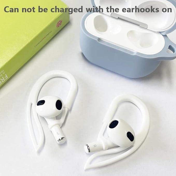 2 Pairs Ear Hook Compatible with AirPods Pro 3 2 1 Gen, YINVA Multi-Dimensional Adjustable Ear Holder (White+Transparent)