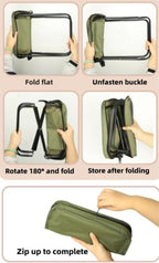Portable Folding Camping Stool with Shoulder Strap, Suitable for Hiking, Fishing, picnics (Black-A)