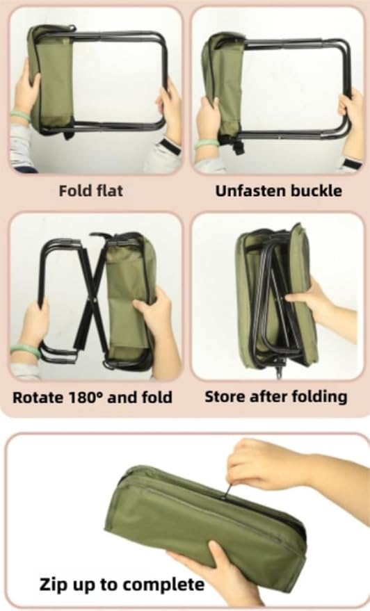 Portable Folding Camping Stool with Shoulder Strap, Suitable for Hiking, Fishing, picnics (Black-A)
