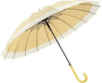 ThreeH Big Beatiful Umbrella with Arc Classic Wood Handle 16 Ribs 48" Windproof Sturdy Stick Rain Umbrella