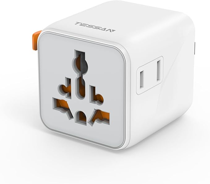 TESSAN Universal Travel Adapter, International Power Adapter with Dual AC Outlet, Small Worldwide Plug Adaptor for US to Europe UK Australia Ireland Japan (Type C G A I)