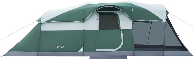 PORTAL 6/8/10 Person Family Camping Tent with Screen Room, Water Resistant Big Tunnel Tents with Rainfly, Large Family Tent for Camping, Outdoor, Patio