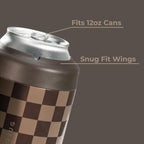 HydroJug Standard Can Cooler - 2-in-1 Insulated Can Cooler Cup - Stainless Steel Can Holder with Non-Slip Rubber Base - Screw-Top Lid - Dishwasher Safe - 12oz, Autumn Checkers