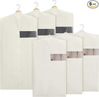 Aliceset Cotton Garment Bags for Hanging Clothes, Canvas Suit Bags for Clothes Coats Jackets Shirts Closet Storage Travel Gusseted Hanging Garment Cover (6 Pcs,40 Inches 50 Inches)