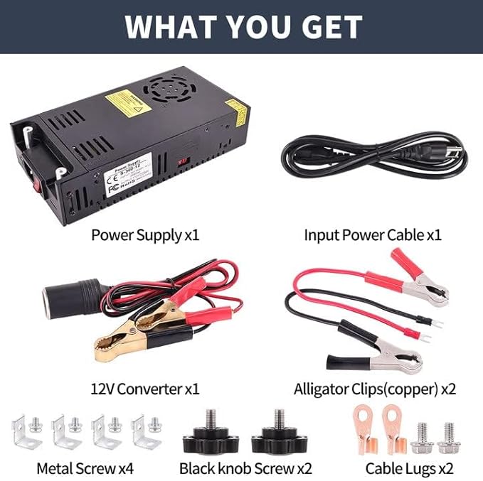 12V Power Supply 360W 30A, AC to DC Converter 110v to 12v dc Power Supply Adjustable Universal Transformer for RV, Radio/Car Stereos, LED Strip, CCTV, Computer Project, 3D Printer