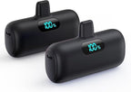 [2 Pack]Small Portable Charger for iPhone14/13,Upgraded 5000mAh PD Fast Charging Power Bank,Mini Portable Phone Charger Compatible with iPhone 14/14 Pro Max/13/13 Pro/12 Pro/11/XR/X/8/7-Black+Black