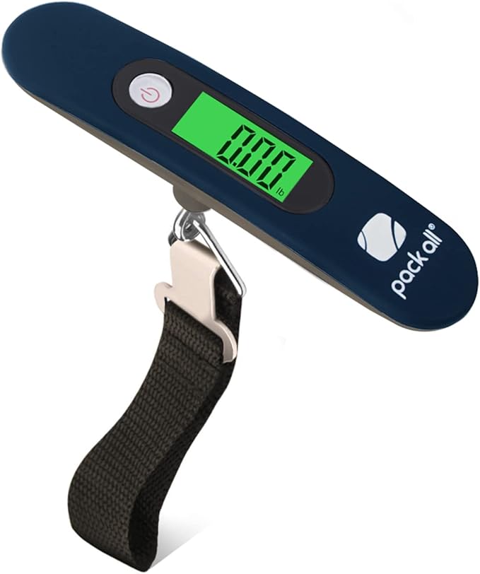 pack all 110 Lbs Luggage Scale, Digital Handheld Luggage Scale, Baggage Scale, Travel Weight Scale for Luggage with Backlit LCD Display, Battery Included, Blue
