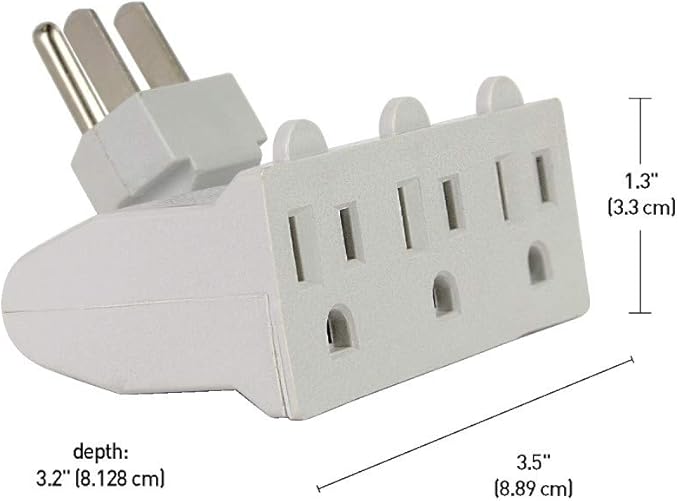 Globe Electric 46505 3-Outlet Lateral Swivel Grounded Wall Adapter Tap, White Finish