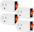 Grounded Outlet Adapter, ANKO ETL Listed Wall Tap Adapter with Red Indicator On/Off Power Switch (4 Pack)