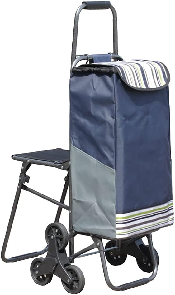 Heavy Du Trolley Bag 33L with Steel Handle 6 Wheels 100kg Capaci Removable Folding Seat - Perfect for market Travel nic and Stair Climbing