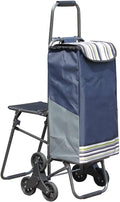 Heavy Du Trolley Bag 33L with Steel Handle 6 Wheels 100kg Capaci Removable Folding Seat - Perfect for market Travel nic and Stair Climbing