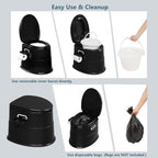 VINGLI Portable Toilet | Indoor Outdoor Commode w/Detachable Inner Bucket & Removable Paper Holder, Lightweight & Compact for Camping, Boat, Van, Emergency Use (Black)