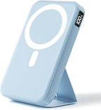 Magnetic Portable Charger, 10000mAh Wireless Power Bank with 20W USB-C Fast Charging, Foldable Stand & LED Display Magnetic Battery Pack, Compatible with iPhone 17/16/15/14, Sky Blue