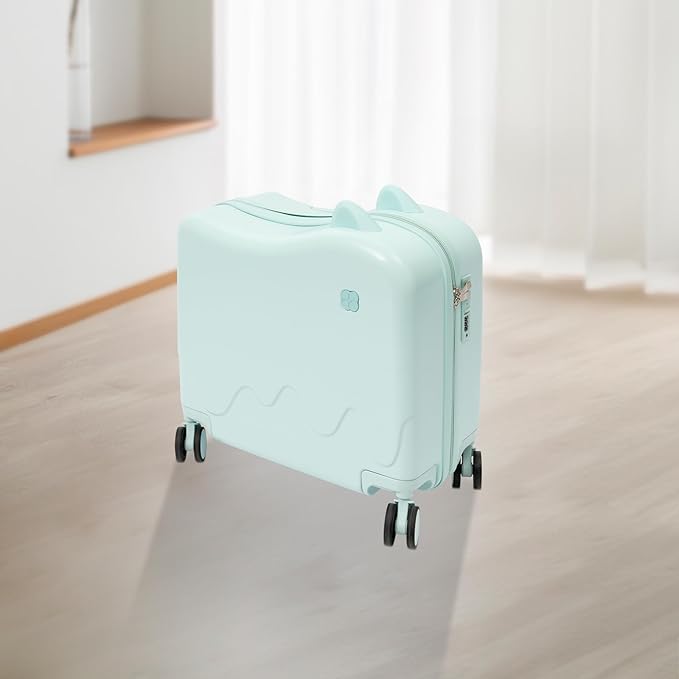 18" Kids Ride-On Suitcase,Children's Carry On Luggage Case,Rolling Luggage With Lock,Travel Trolley Case for Short Trips,School Trips,Outings (Mint Green)