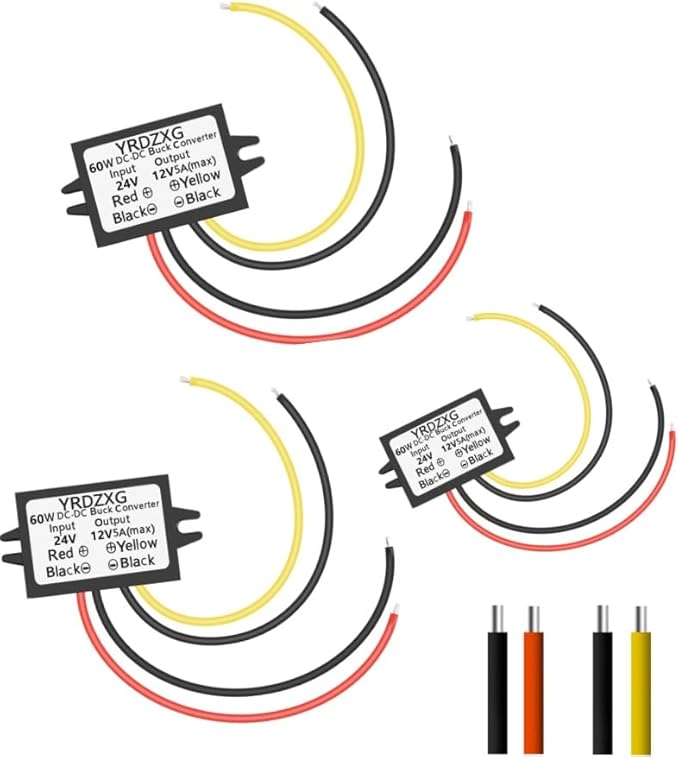 (3Pac) DC-DC 24V to 12V 5A 60W Buck Converter Power Regulator, Buck Converter, for Golf Carts, Cars, Trucks, LED Vehicle Display Vehicles