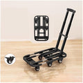 Flat Bed carts with Wheels Foldable Cargo Trolley Folding Transporter Household Flatbed Trolley Portable Luggage Express Trolley Small Trailer Trolley Heavy - Duty trolleyflatbed Truck(Black
