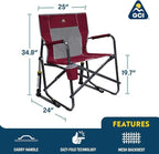 GCI Outdoor Freestyle Rocker Camping Chair | Portable Folding Rocking Chair with Solid, Durable Armrests, Drink Holder & Comfortable Backrest — Indigo Blue