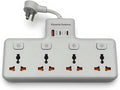 Wall Mount Power Strip with 4 AC Outlets & USB-C (20W) and USB Ports, Plug Extender with Individual Switches, Space Saving Multi Plug Outlet for Home, Office, Dorm & Travel, White