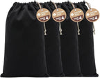 LFH Cotton Rich Shoe Storage Bags with Drawstring, Dustproof Breathable Reusable Organizer, Perfect For Travel, Dorm, Hotel, College, Gym, Machine Washable 8"x17" (Pack of 4) - Black sand