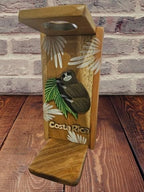 Tapanti store.Chorreador,Costa Rican handcrafted foldable wooden pour-over coffee maker.Includes a reusable cloth filter.Embedded Sloth wooden hand painted design.Light Cedar.Perfect for travel