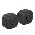 Black Multi Plug Outlet Extender 2 Pack, Wall Outlet Splitter with 5 Wall Outlets, Small Multiple Plug Extender, Cruise Essentials, Plug Adapter No Surge Protector for Cruise Ship Home Office Dorm