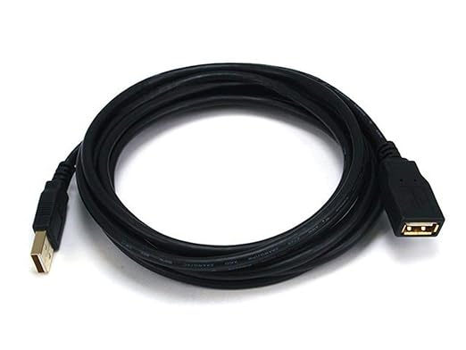 Monoprice 10-Feet USB 2.0 A Male to A Female Extension 28/24AWG Cable (Gold Plated) (105434),Black