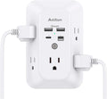 Addtam USB Wall Charger Surge Protector, 5 Outlet Extender with 4 USB Charging Ports 3 Sided 1800J Power Strip Multi Plug Outlets, Wall Adapter Spaced for Home Office, PD 20W