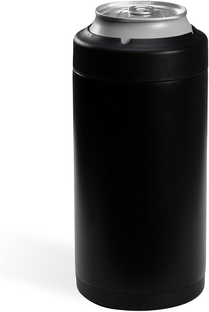 HydroJug Standard Can Cooler - 2-in-1 Insulated Can Cooler Cup - Stainless Steel Can Holder with Non-Slip Rubber Base - Screw-Top Lid - Dishwasher Safe - 16oz, Black