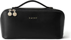 EACHY Travel Makeup Bag, Large Capacity Cosmetic Bag for Women, Waterproof PU Leather, Flat Open Portable Toiletry Bag for Skincare, Brushes & Travel Essentials