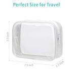 F-color TSA Approved Toiletry Bag 3 Pack Medium - Clear Makeup Bag Travel Quart Size for Women Men, Clear Cosmetic Bag Airport Airline Compliant Carry on Bag, Active White Matte