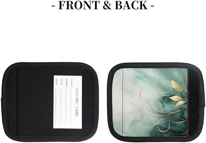 Abstract Green Leaves 2 Pack Luggage Handle Wrap Set of Neoprene Luggage Tags for Suitcases Bag Strap Wrap Cover Travel Airplane Accessories Covers Markers Sleeve Grips Identifiers Cruise