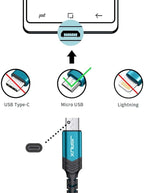 JSAUX Micro USB Charger Cable, (3-Pack 3.3ft+6.6ft+10ft) Android Charger Micro USB to USB A Nylon Braided Cord Compatible with Samsung Galaxy S6 S7 Edge Note 5, Kindle and More-Green