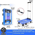 Push Cart Folding Platform Truck Plastic Push Cart Heavy Duty Portable Trolley with Retractable Assis for Luggage Travel Moving Office Platform Hand Truck (Small Blue)