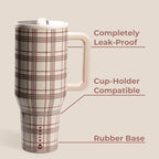 HydroJug Traveler - 40 oz Water Bottle with Handle & Flip Straw - Fits in Cup Holder, Leak Resistant Tumbler-Reusable Insulated Stainless Steel & Rubber Base - Gifts for Women & Men, Blair