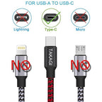 USB to USB C Cable (3Pack 6ft) USB A to Type C Cable Fast Charging Nylon Braided Data Sync Transfer Cord USB C Charger for iPhone 17 Pro Max/17 Air/16e/16 15 Pro/15 Plus/Galaxy S20 S10 Note 20(Red)