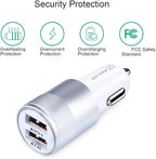 Fast Car Charger, Quick Charging 5.4A/30W Phone USB Car Charger Adapter Rapid Plug 2 Port Cigarette Lighter Charger Flush Compatible Samsung Galaxy S23 S22 S21 S20 Ultra S10e S10 S9 S8 Note, iPhone