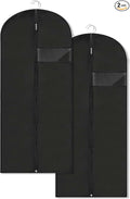 Garment Bags for Hanging Clothes, 45'' Suit Bag Cover for Storage and Travel, Dress Bags for Gowns Long, 2 Pack (Black)