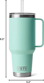 YETI Rambler 42 oz Tumbler with Handle and Straw Lid, Travel Mug Water Tumbler, Vacuum Insulated Cup with Handle, Stainless Steel, Seafoam