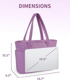 Wandering Nature Puffer Tote Bag with Cup Holder & Laptop Compartment & Trolley Sleeve for Travel, Work, Nurse, Women