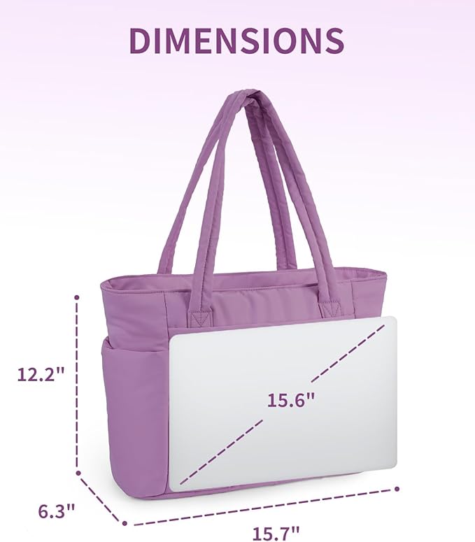 Wandering Nature Puffer Tote Bag with Cup Holder & Laptop Compartment & Trolley Sleeve for Travel, Work, Nurse, Women