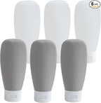 Travel Bottles for Toiletries 6 Pack, Leakproof 2 oz Tsa Approved Travel Size Containers, BPA Free Plastic Shampoo and Conditioner Bottles, Camping Travel Essentials (Black & White)