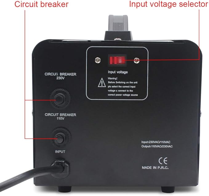 Cantonape Voltage Transformer Converter 2000 Watt Step Up/Down Convert from 110-120 Volt to 220-240 Volt and from 220-240 Volt to 110-120 Volt with 2 US Outlets, 2 Universal Outlets