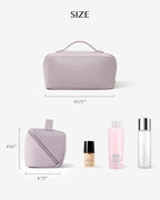 EACHY Travel Makeup Bag, Large Capacity Cosmetic Bag for Women, Waterproof PU Leather, Flat Open Portable Toiletry Bag for Skincare, Brushes & Travel Essentials