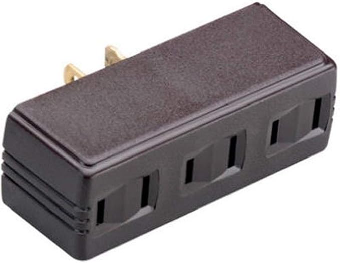 Legrand Pass & Seymour 63 15 Amp Polarized Triple Tap Adapter, Convert One Outlet to Three, Brown (1 Count)